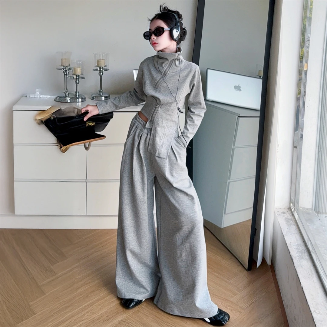 女童秋季套装2025新款洋气时髦女大童休闲长袖上衣阔腿裤两件套潮