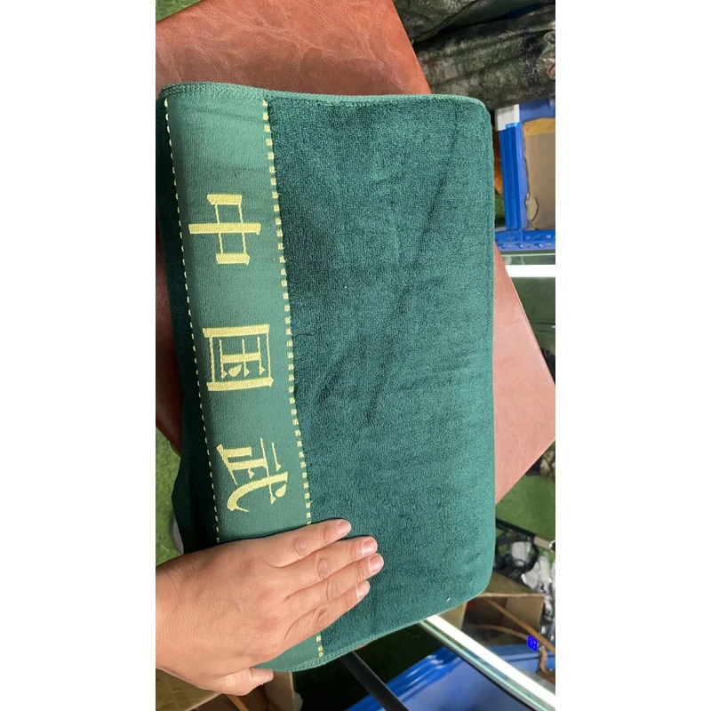 竹纤维绿枕巾 橄榄绿枕巾 按扣式防滑枕巾