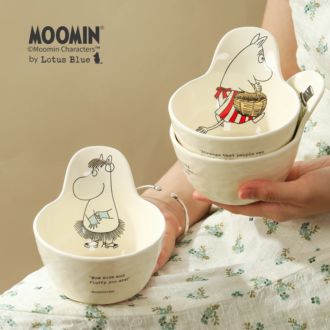 蓝莲花moomin姆明赵露思同款碗家用酸奶碗小众个人专用饭碗女生碗
