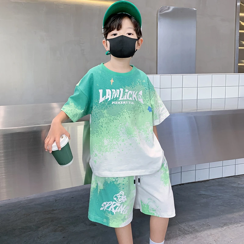 男童夏装宽松套装2025新款运动夏季薄款中大童男孩夏款酷帅气潮