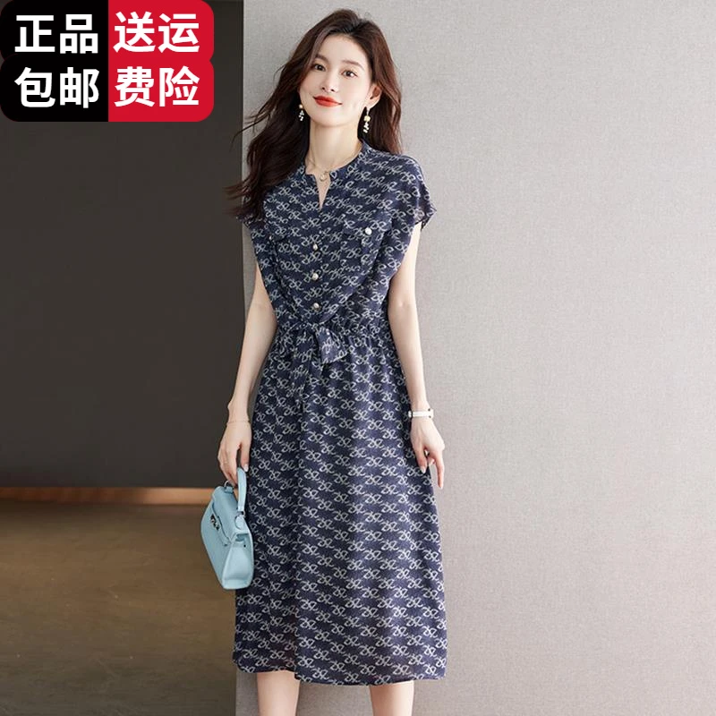 工厂直销百搭冰丝百搭连衣裙女夏季2025新款法式气质收腰显瘦