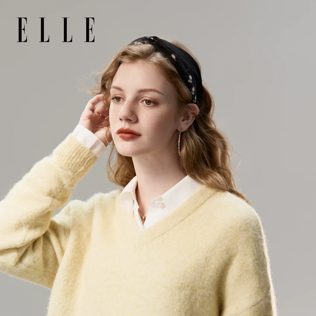 ELLE印花拼接发箍法式女款发卡头饰高级气质显脸小新款36WE91010