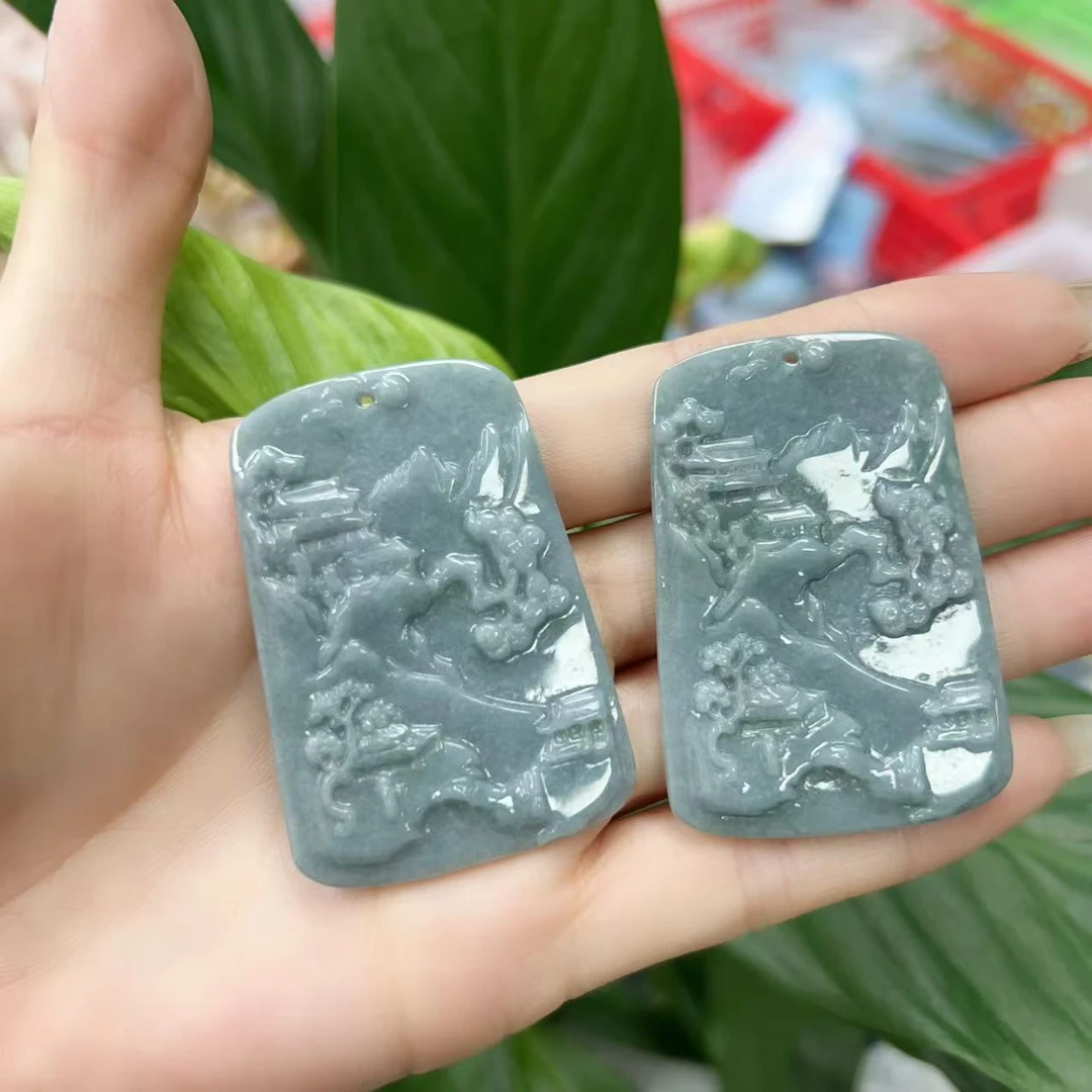 D344  天然翡翠A货无事牌吊坠 拍一发一多样性发其一