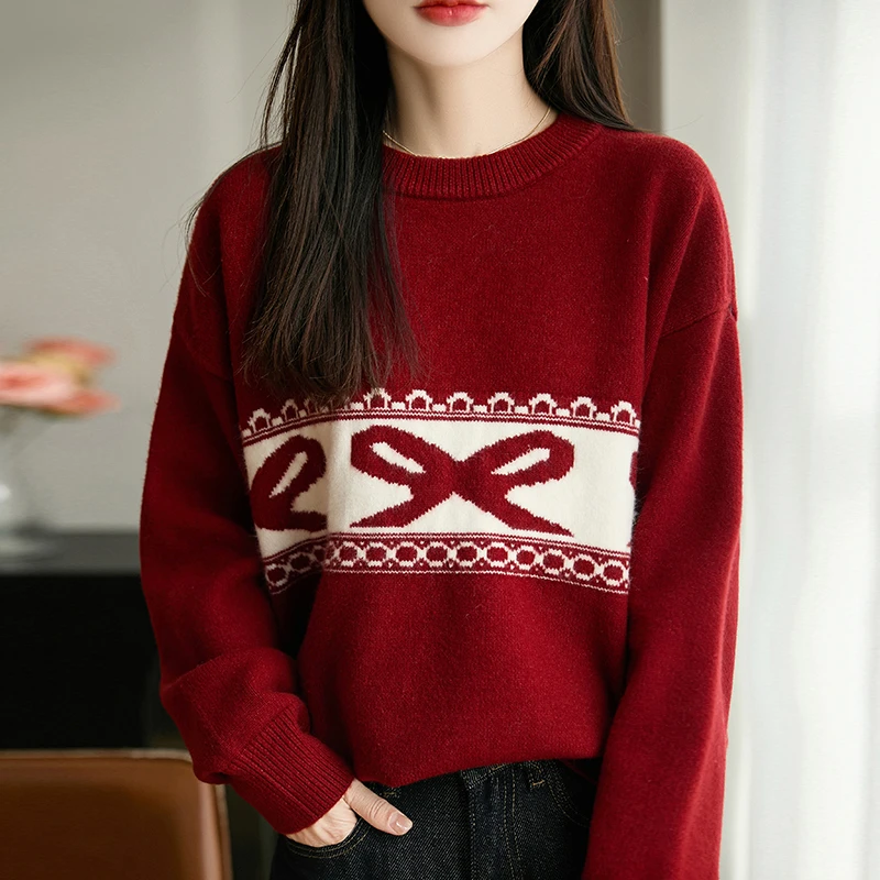 大码遮肚子针织打底衫女秋冬新款胖mm宽松红色本命年内搭上衣毛衣