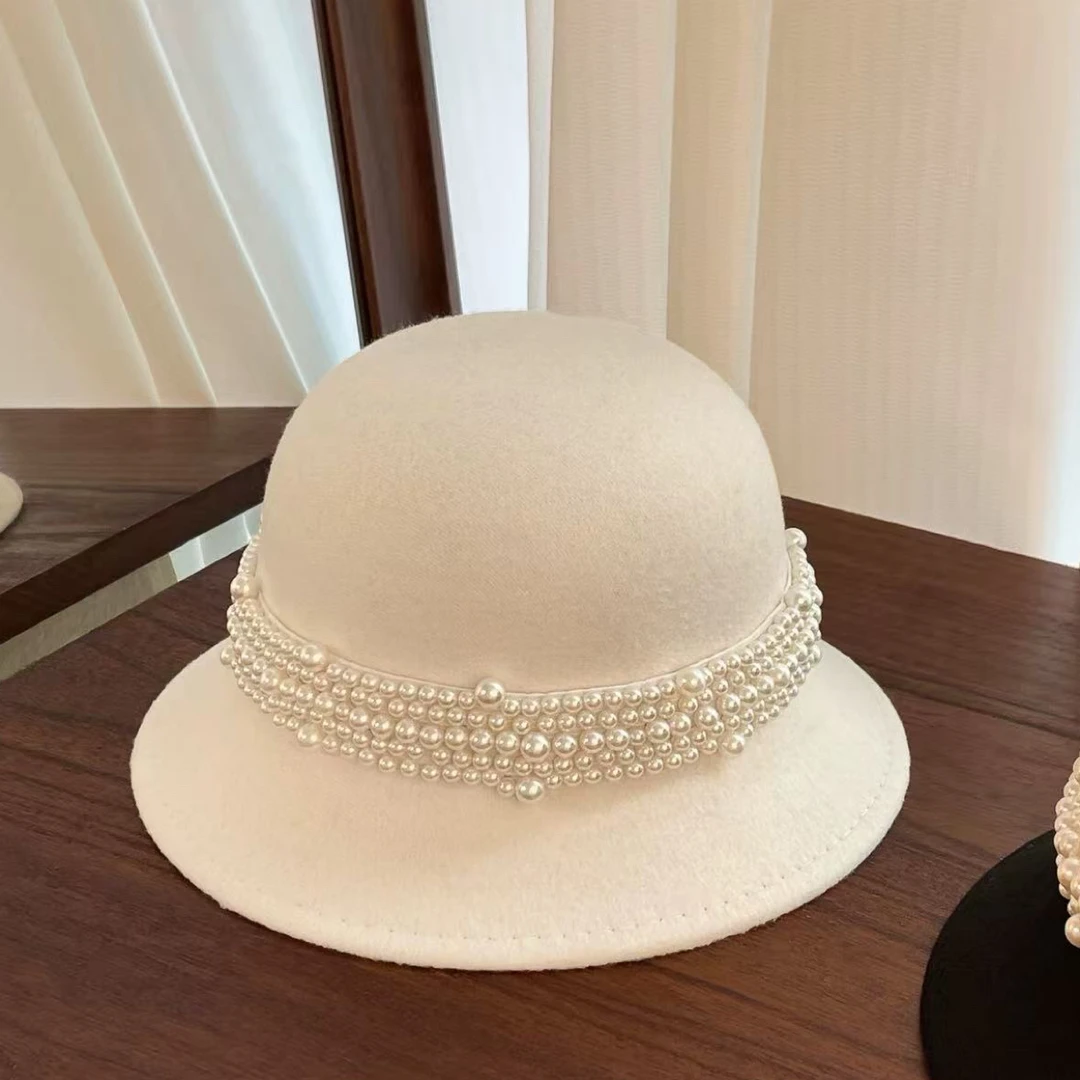 LAPHE 法式赫本小香风珍珠秋冬复古优雅气质显脸小盆帽气质礼帽