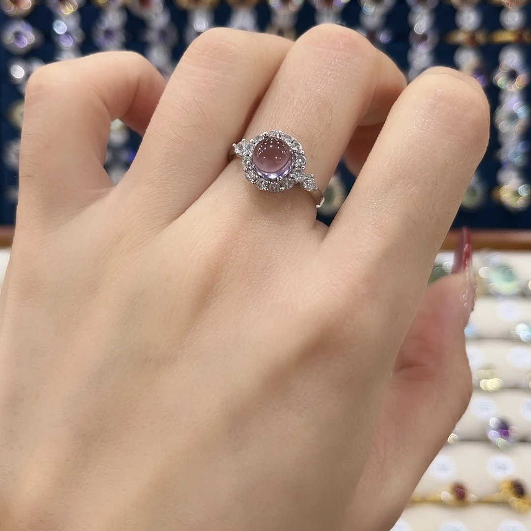 紫晶女款银S925镶嵌戒指