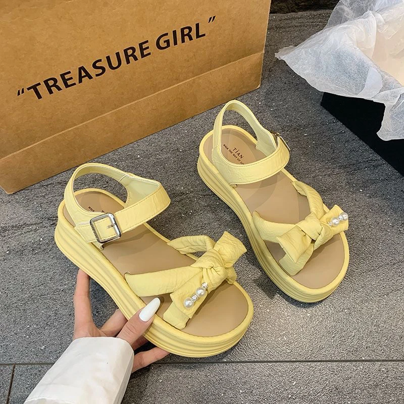 厚底凉鞋女款夏季外穿2025新款配裙子高级踩屎感沙滩罗马鞋888-7