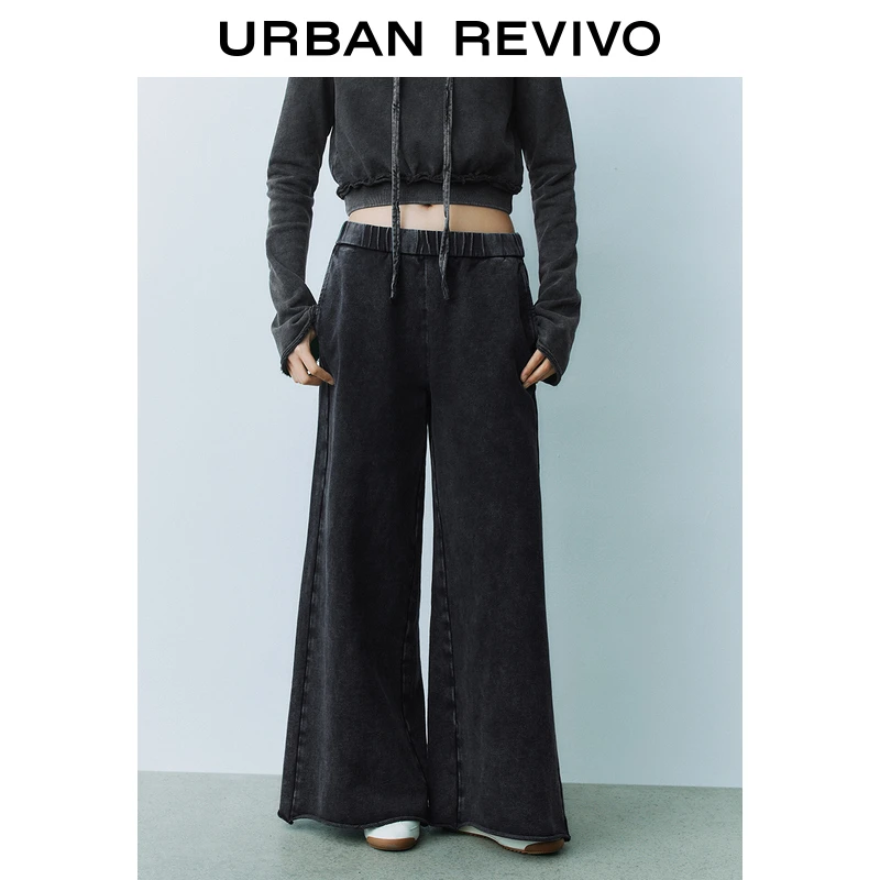 UR2025春季新款女装欧若风休闲街头风松紧腰高腰阔腿裤UYV650019