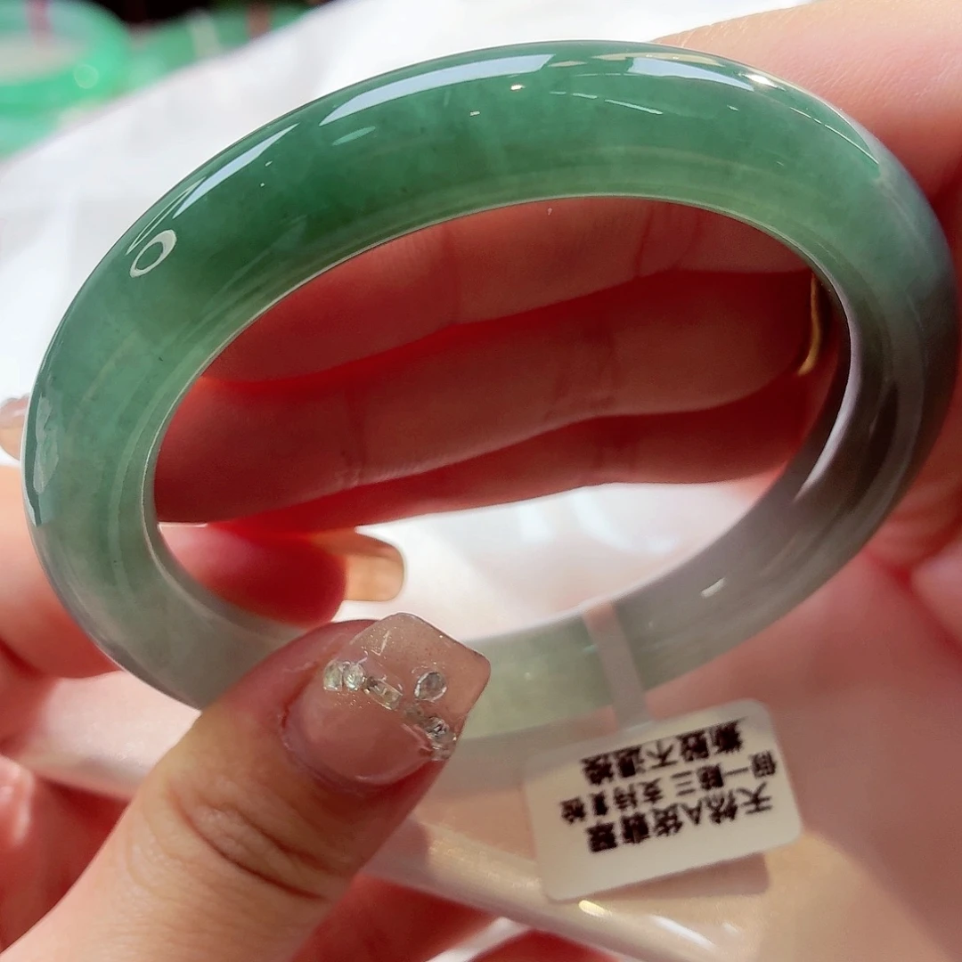 翡翠未镶嵌手镯半山水湖水蓝88-42