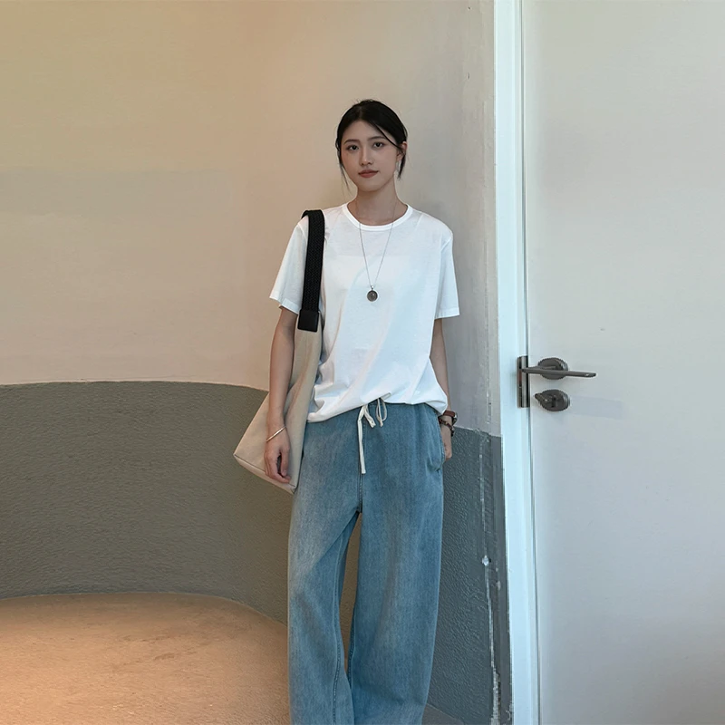 【VIINS】YP时尚百搭气质简约舒适纯色基础圆领t恤2688