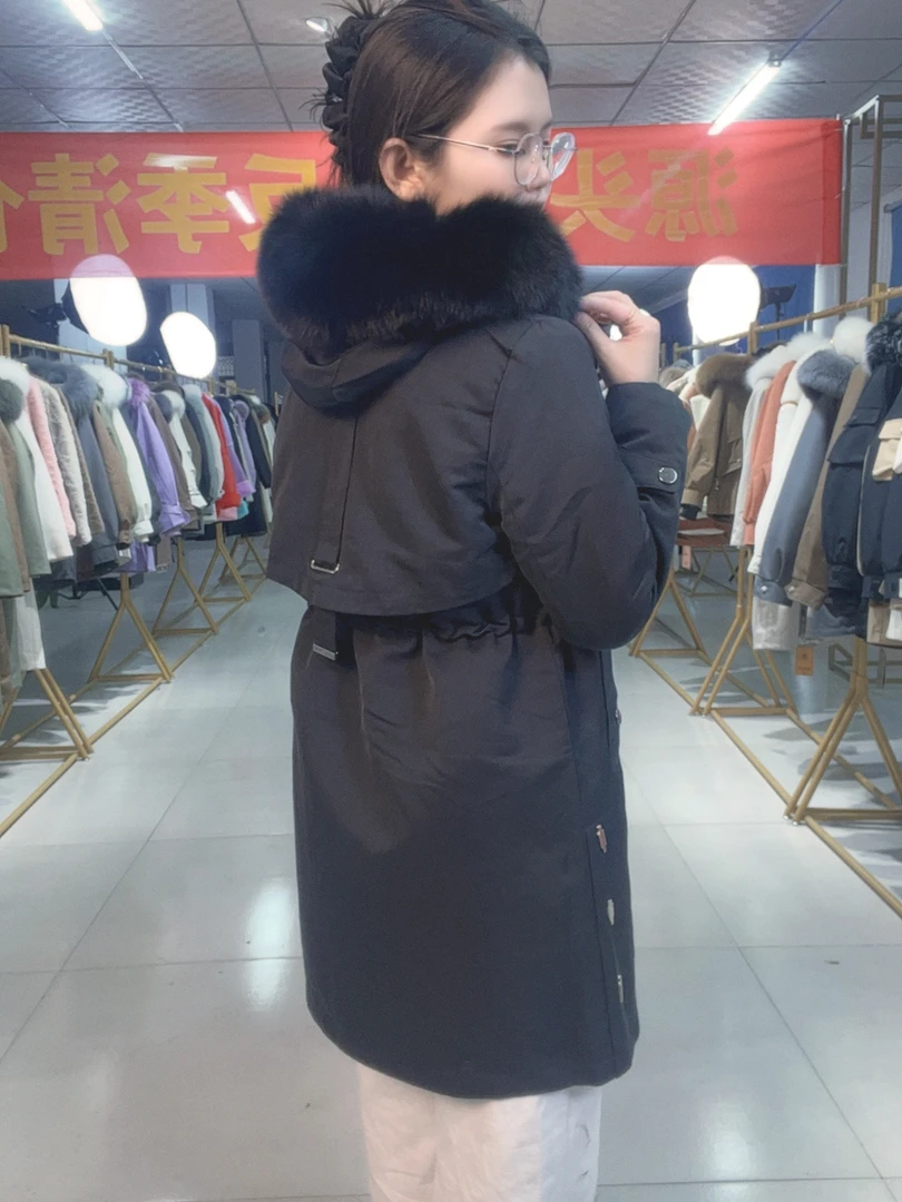派克服女冬新款兔毛内胆中长款可拆卸狐狸毛皮草外套大毛领