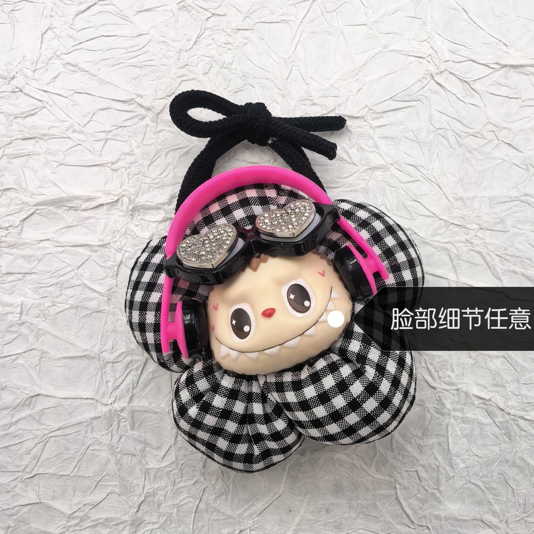 C373玫粉色耳机卡通人物花朵发绳