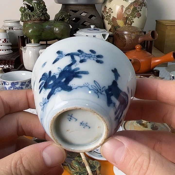 瓷片竹亭青花杯子好看