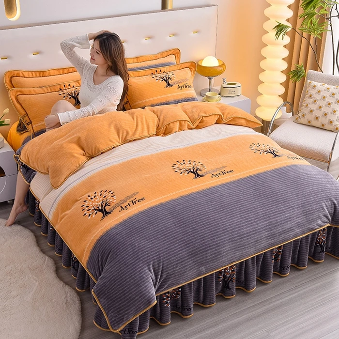 【新森林发财树】新款云绒3.0加厚加绒印花四件套