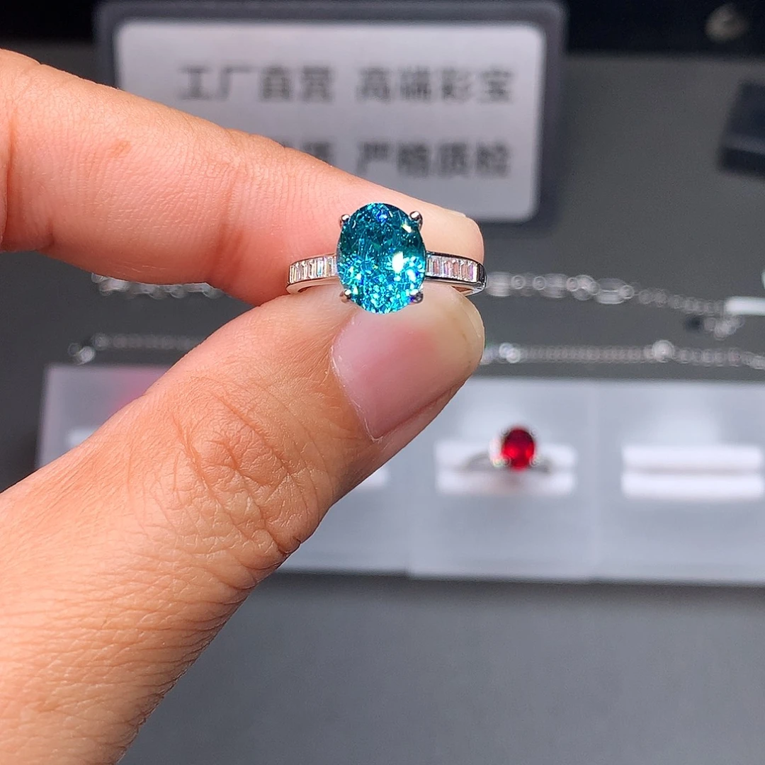 银S925镶嵌戒指碧玺