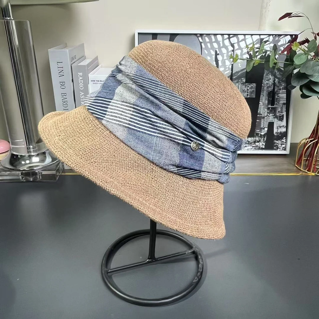 G02 进口亚麻日系褶皱盆帽遮阳渔夫帽