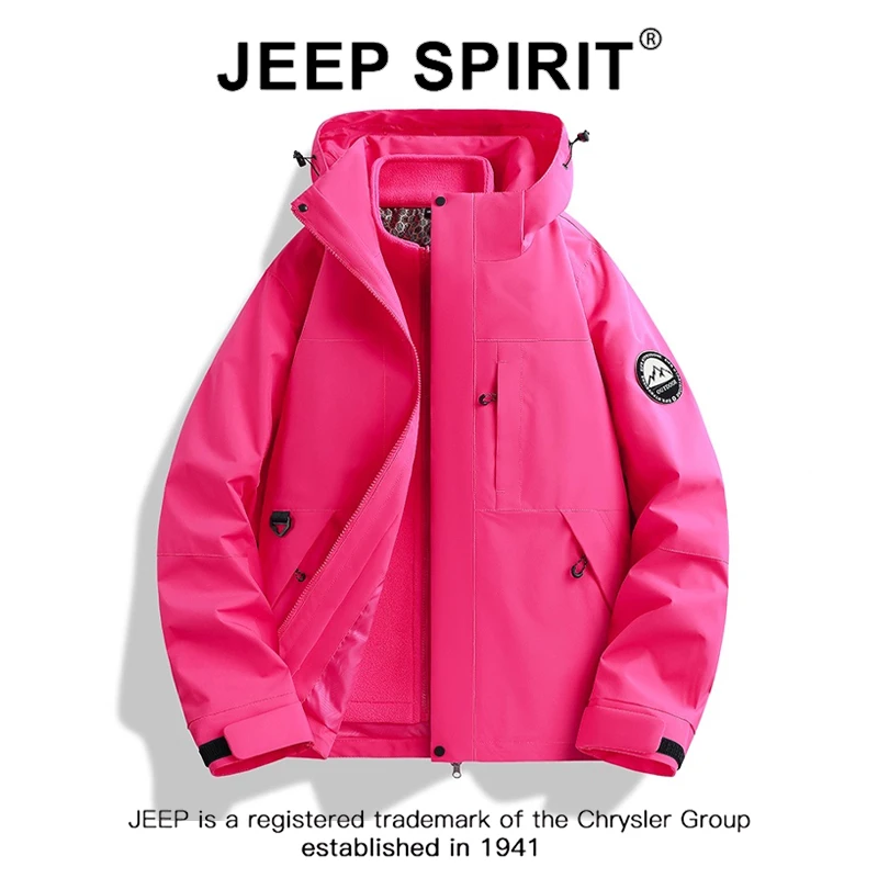 JEEPSPIRIT吉普三合一冲锋户外女新款防风防水衣小个子情侣外套