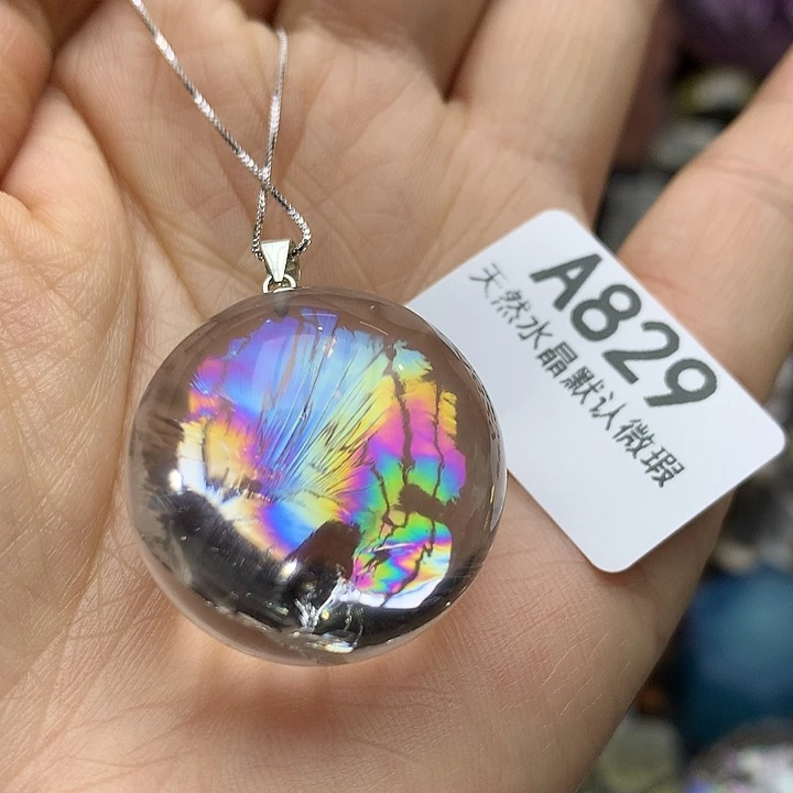 水晶吊坠银S925镶嵌水晶