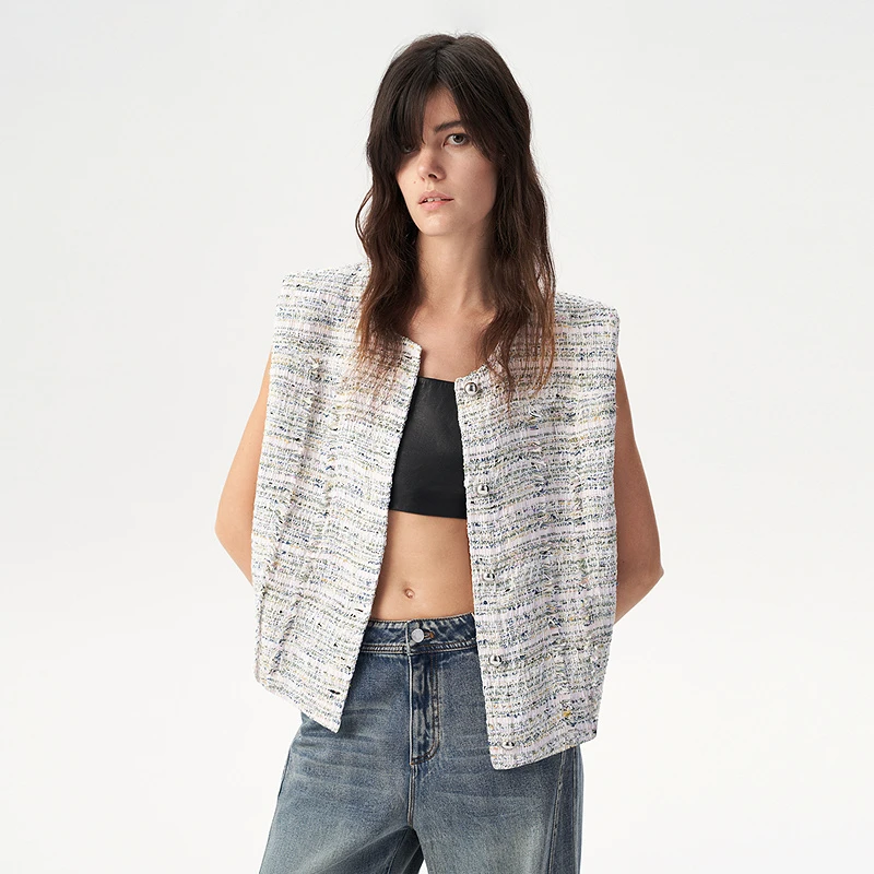 IRO Night 混纱小香风马甲无袖外套直筒小圆领法式轻奢25春夏新款