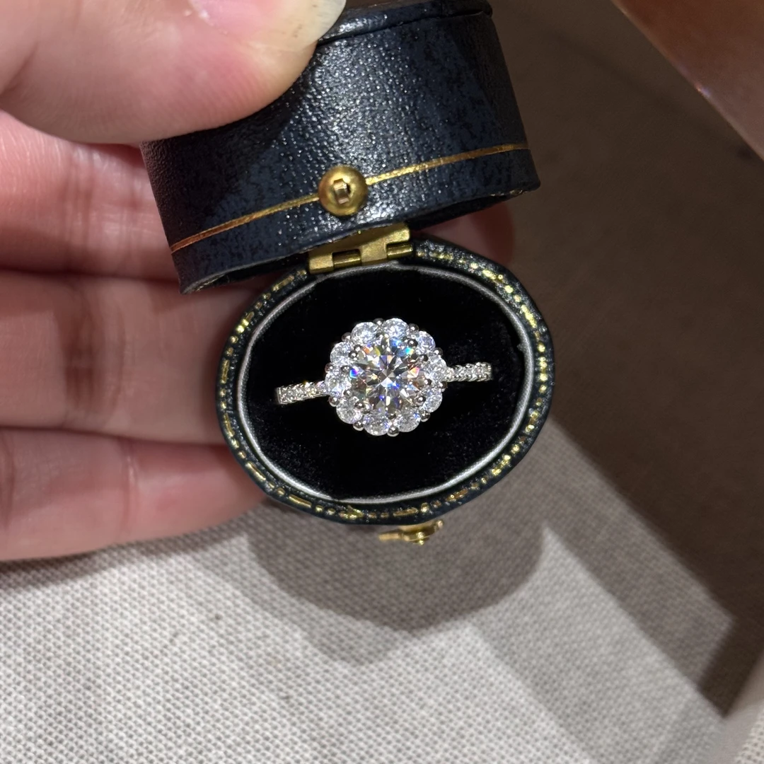 925银莫桑石戒指 【小玲兰】精致时尚银戒指纯银婚戒轻奢小众不掉色