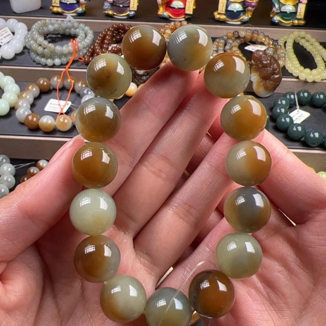 手链未镶嵌和田玉颗颗三色楼兰卡14