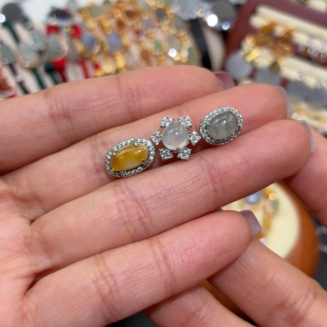 翡翠银S925镶嵌颈饰三个