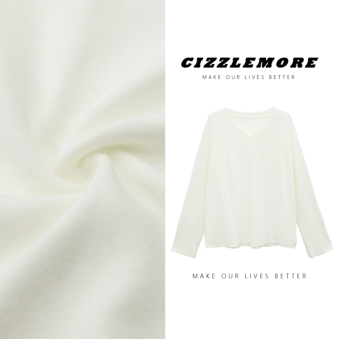 【白山茶】高级显瘦v领慵懒舒适宽松休闲百搭软糯长袖针织衫