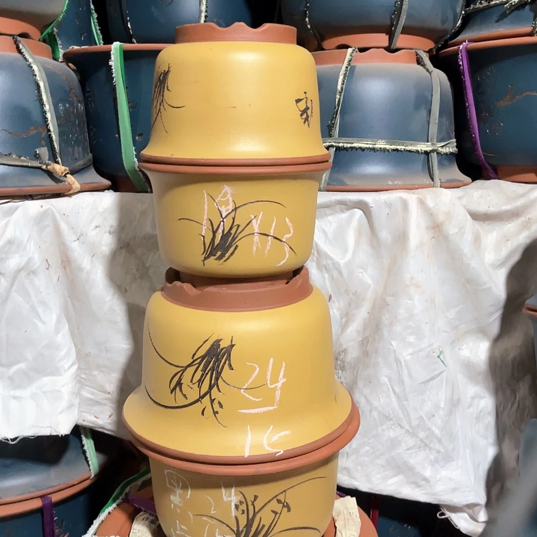 紫砂花盆金钟盆4个