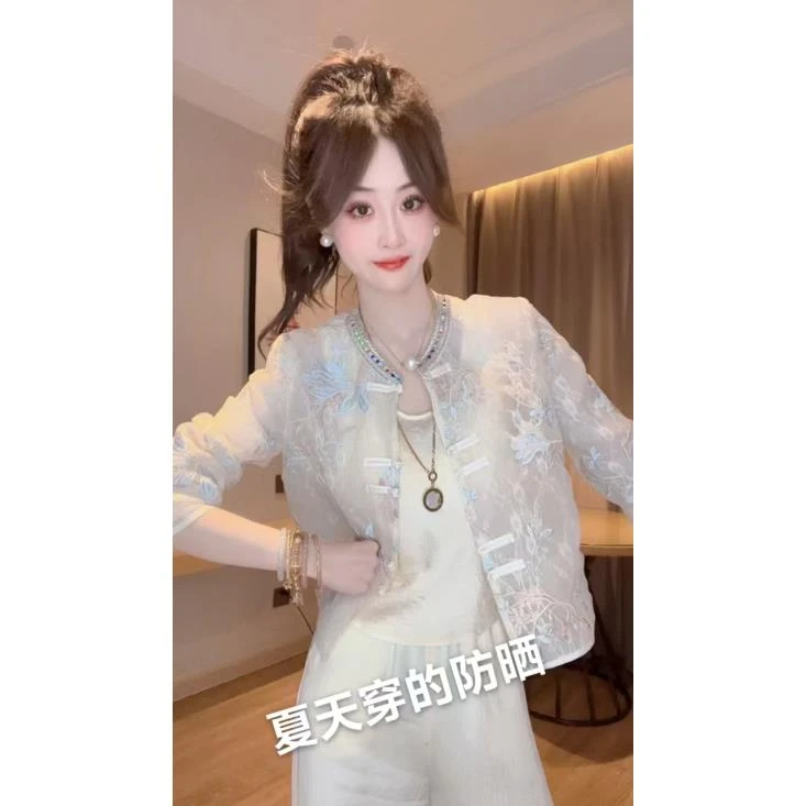 【幽蓝花】新款宽松春夏花纹仙女轻奢复古气质百搭防晒外套