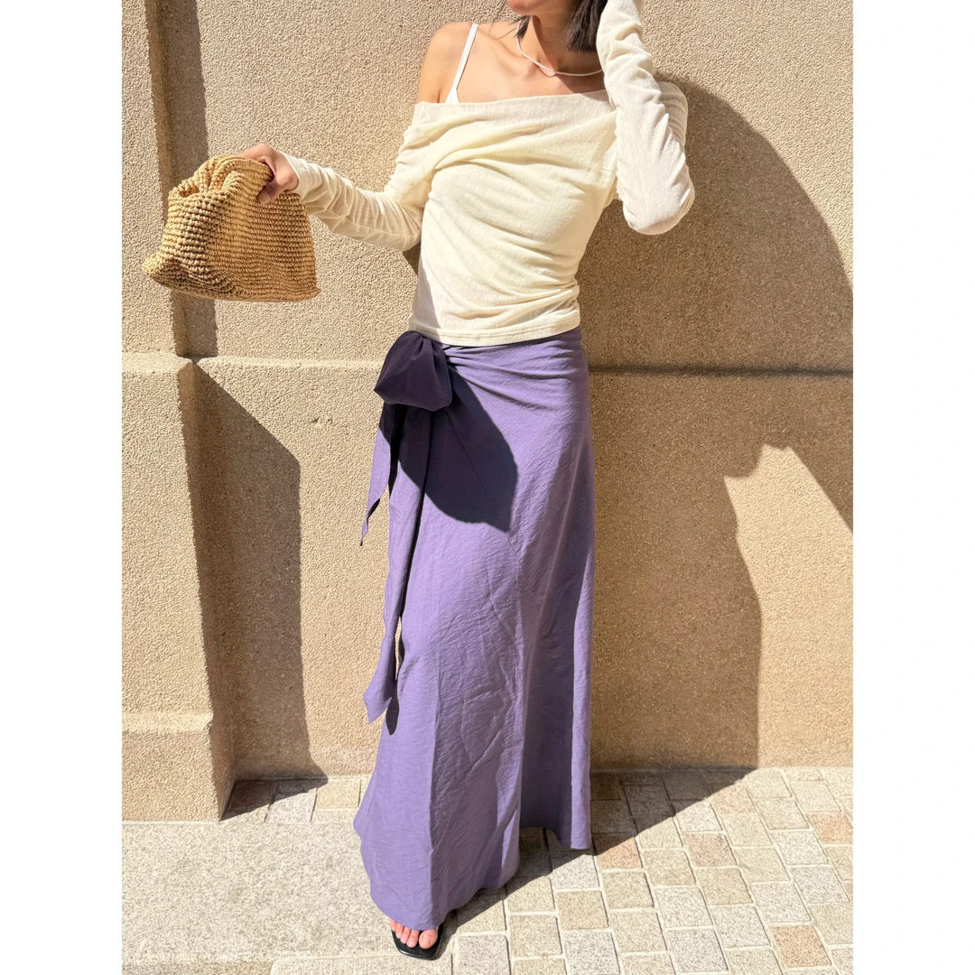 25春夏紫色法式优雅气质半身连衣裙