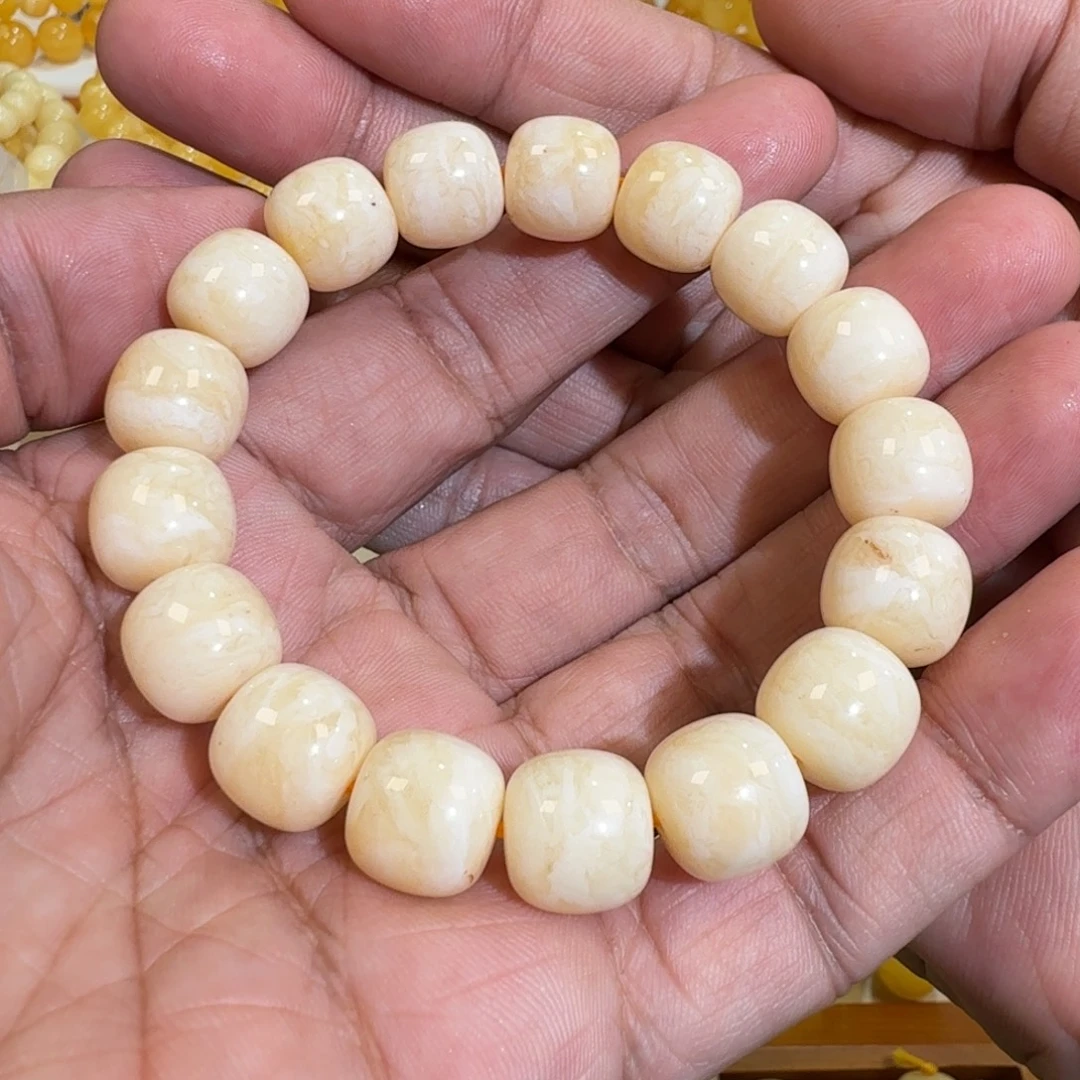 奶***呼琥珀未镶嵌珠宝奇石12m焦皮同料微瑕串