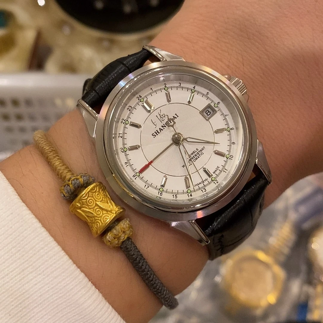 精钢老上海双时区全自动机械表
