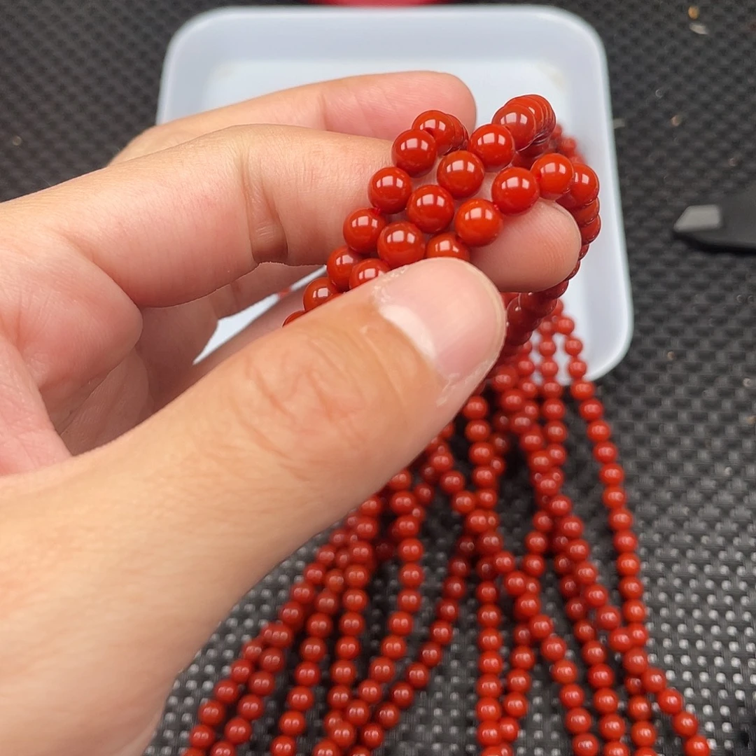 南红玛瑙未镶嵌6mm柿子红圆珠108颗长链