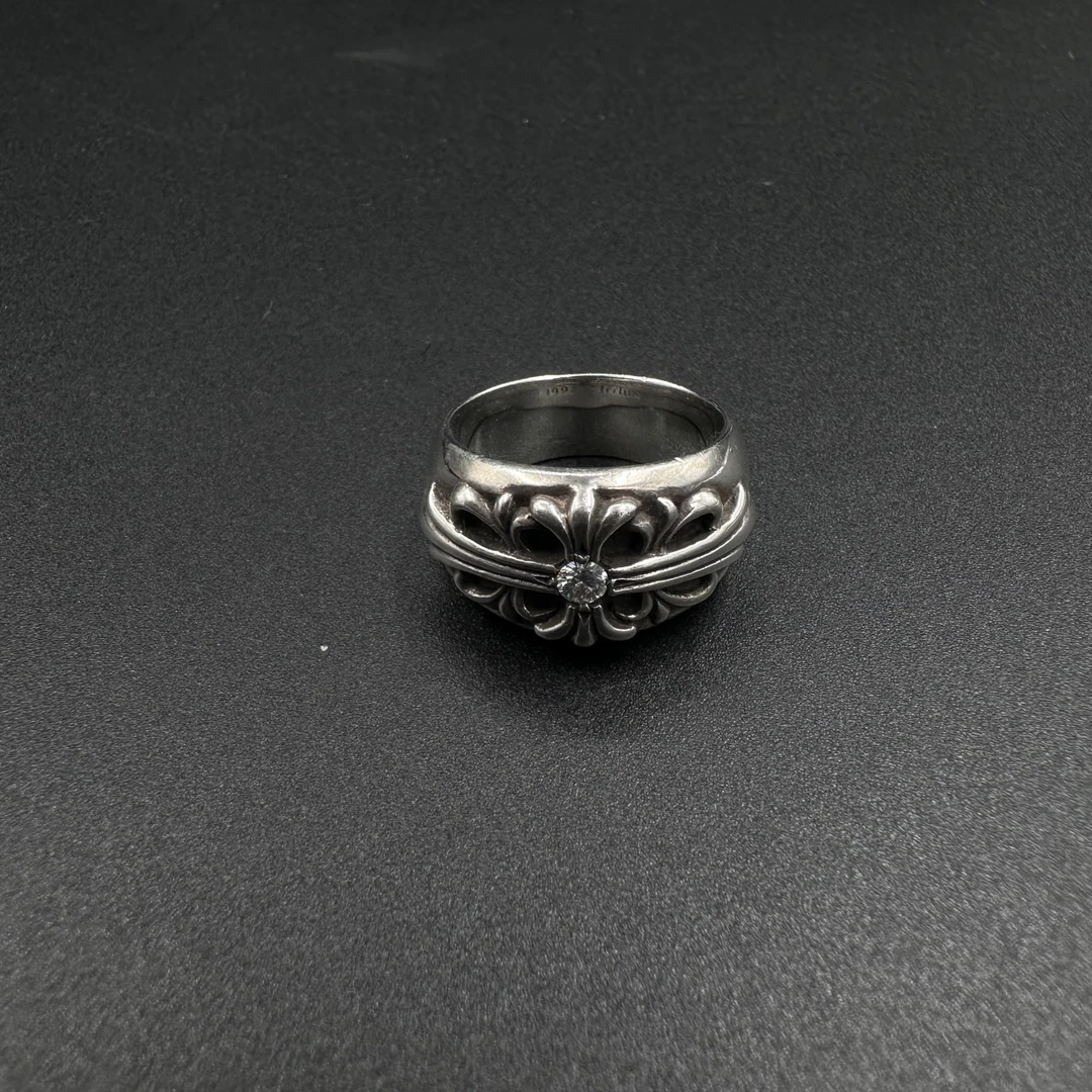 99新 Chrome Hearts/克罗心 （jp）220镶钻 十字花戒指 10.5码