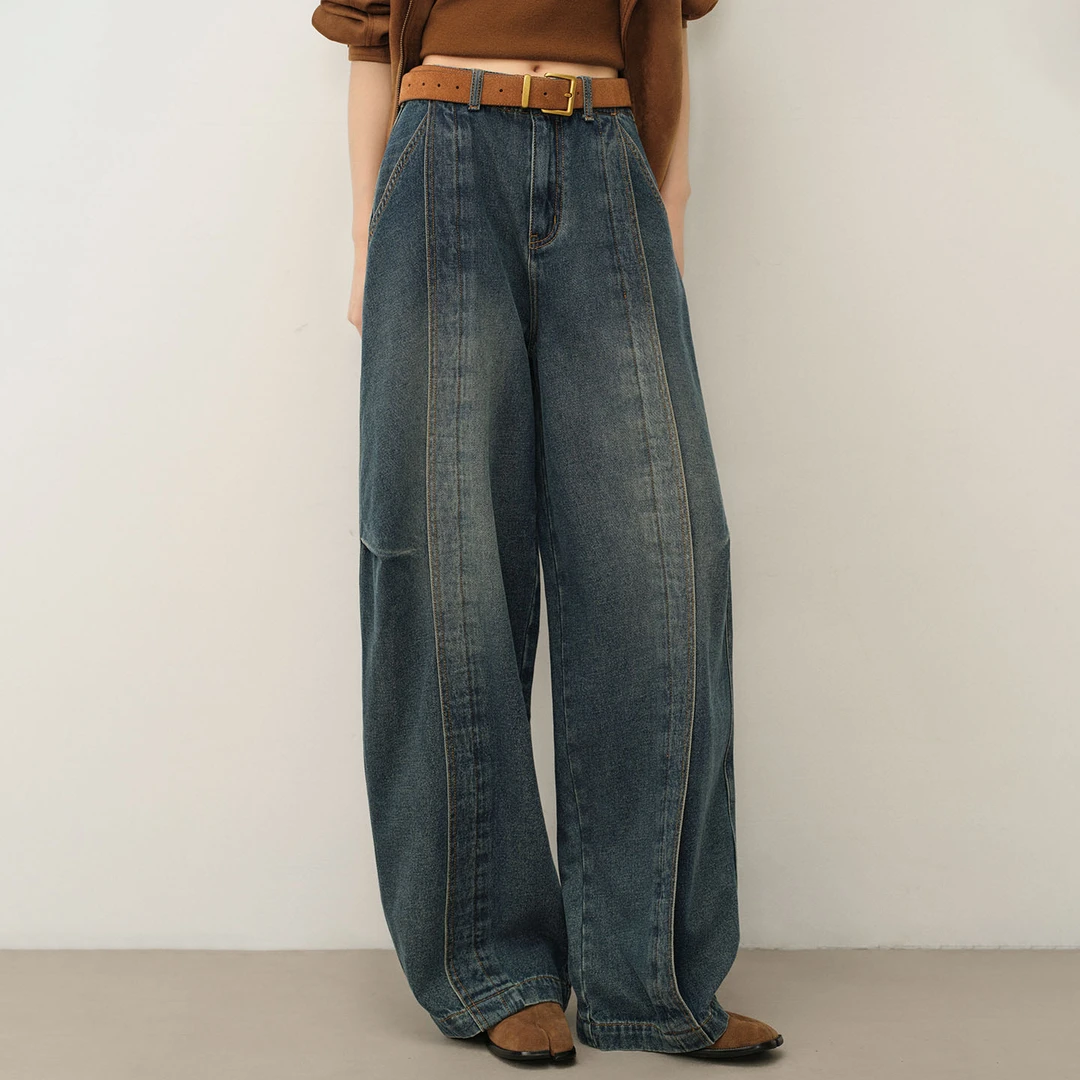 A美洋MEIYANG 扉页牛仔裤【商场同款】磨白洗水灯笼裤【小70】-周二