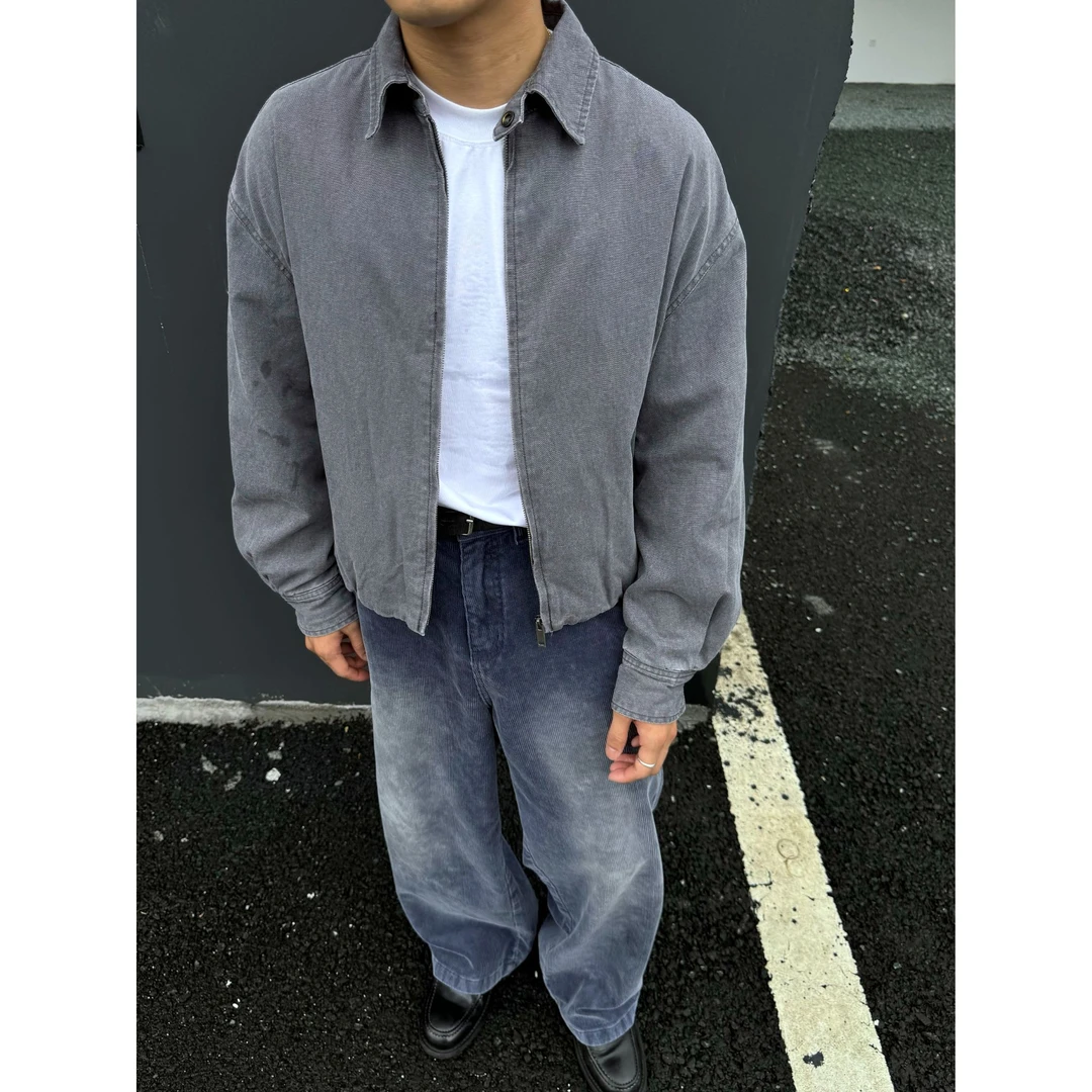 极简复古水洗撞色内里工装立领休闲情侣夹克外套