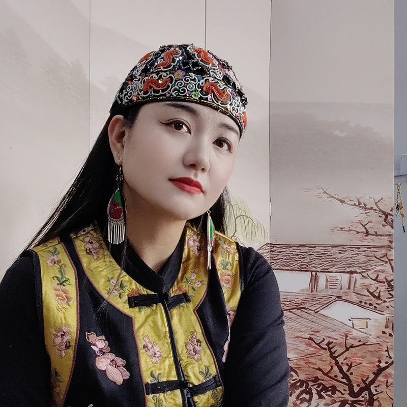 扶茶原创设计-民族风老绣发箍帽23
