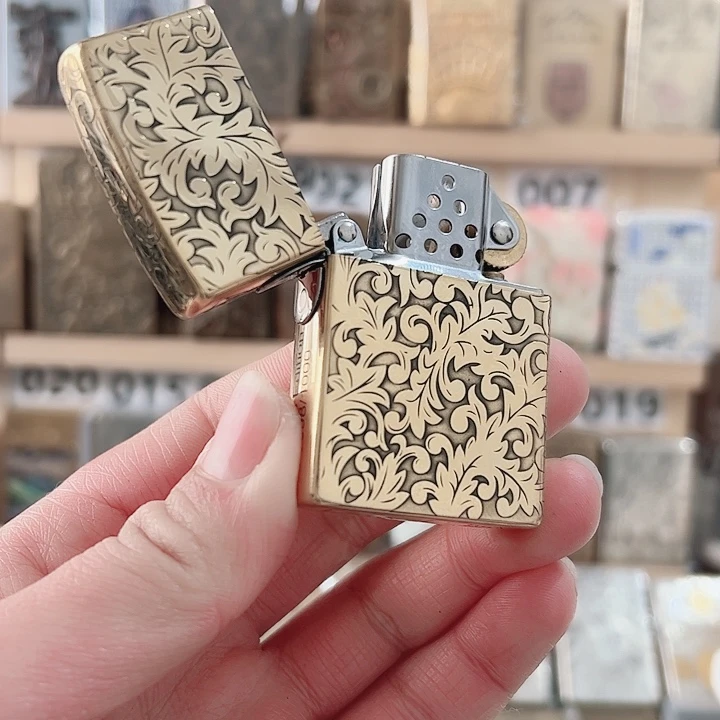 佐罗二代T机黄铜精雕唐草火机