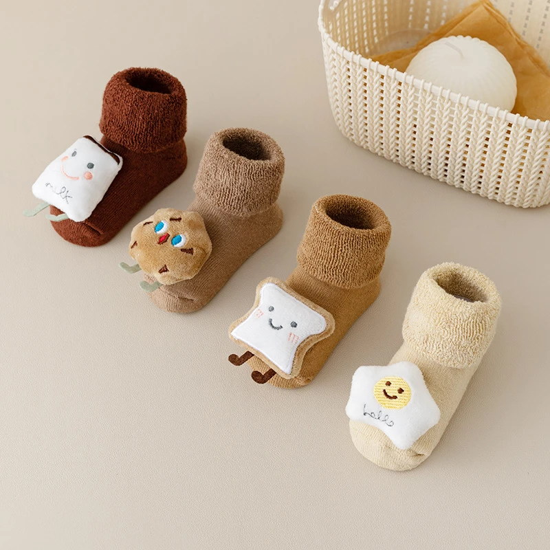 25款新生婴儿秋冬季加厚袜子男女宝宝保暖防滑加绒卡通地板袜G537
