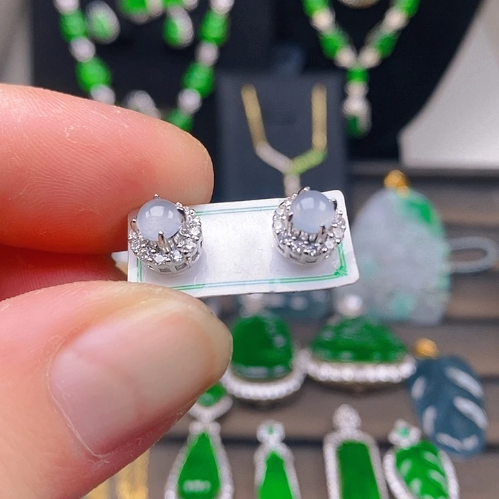 翡翠未镶嵌耳饰天然a货翡翠