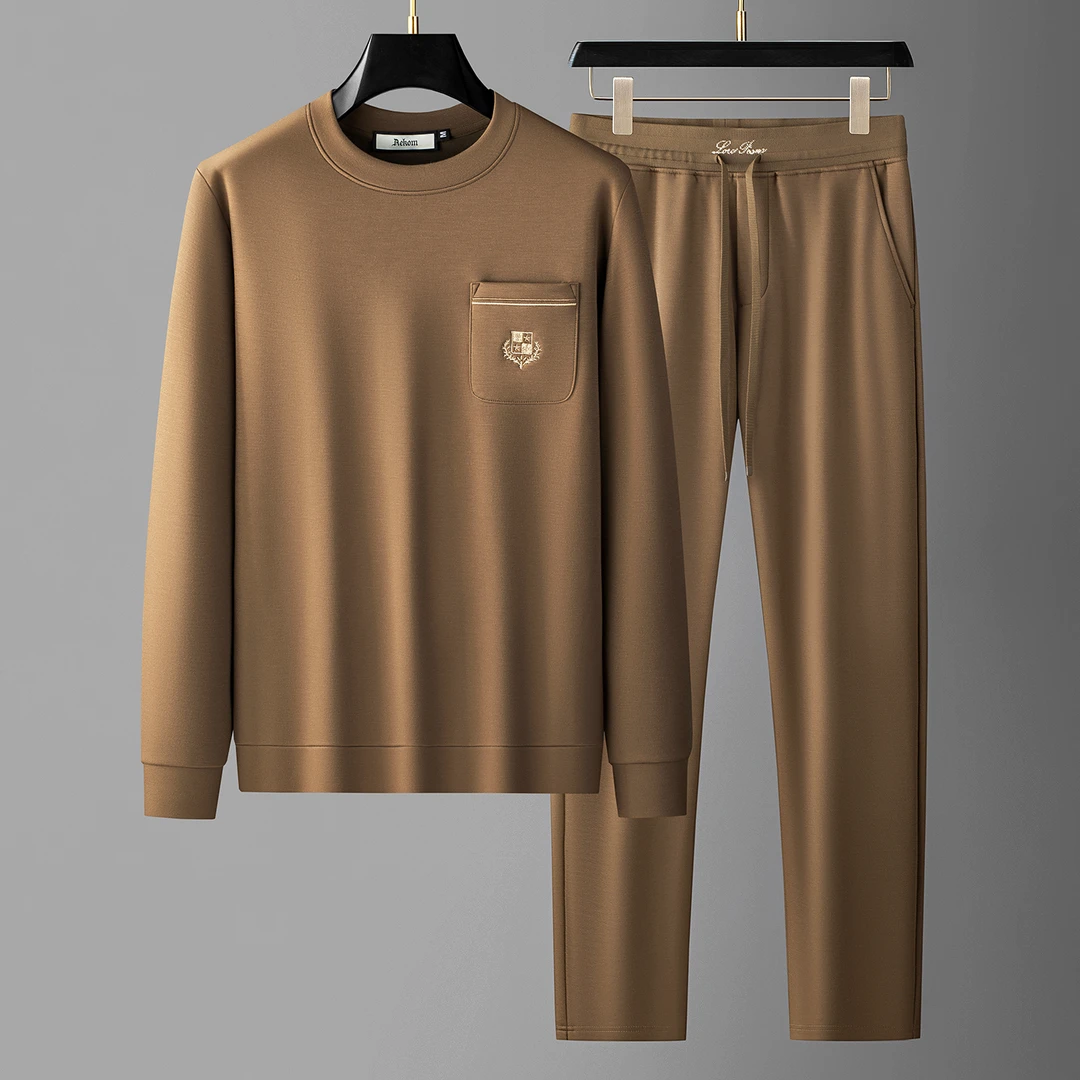 吉伦略索高端轻奢套装男士春秋新款老钱风时尚潮流休闲运动两件套