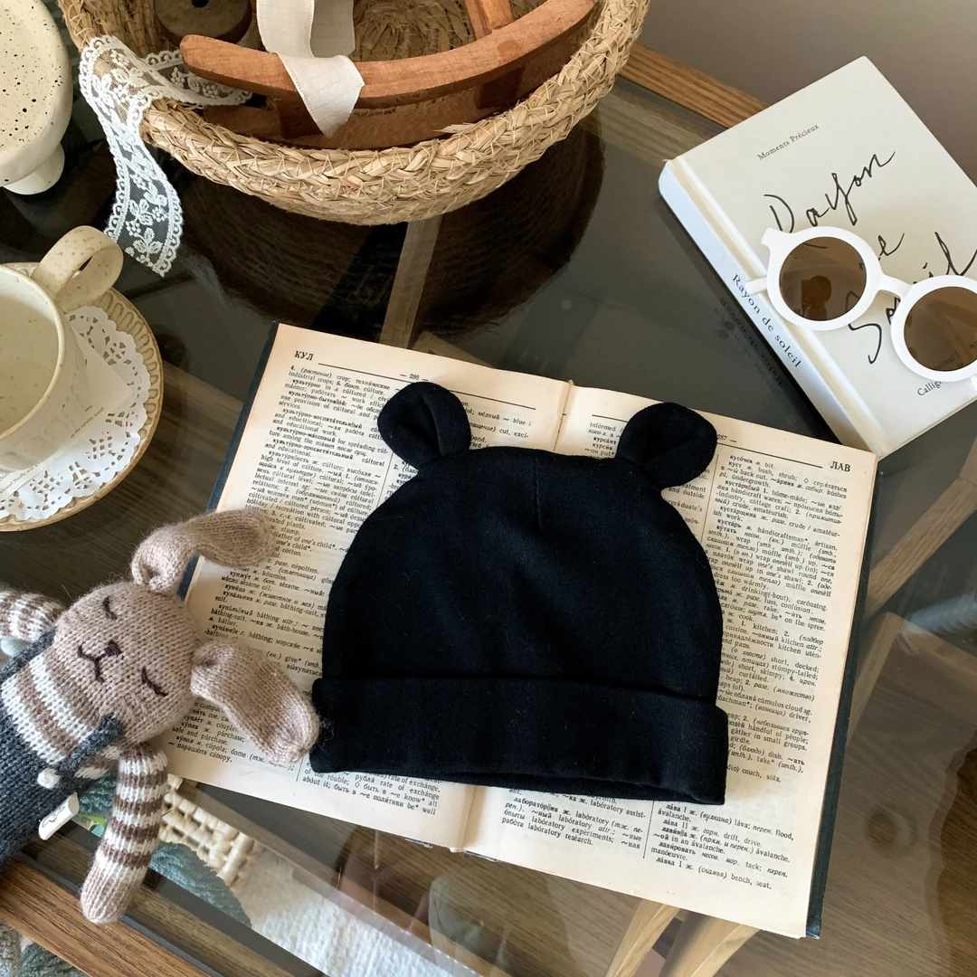 ins风婴儿帽子韩版可爱纯色小熊耳朵宝宝胎帽婴幼儿百搭SK1177