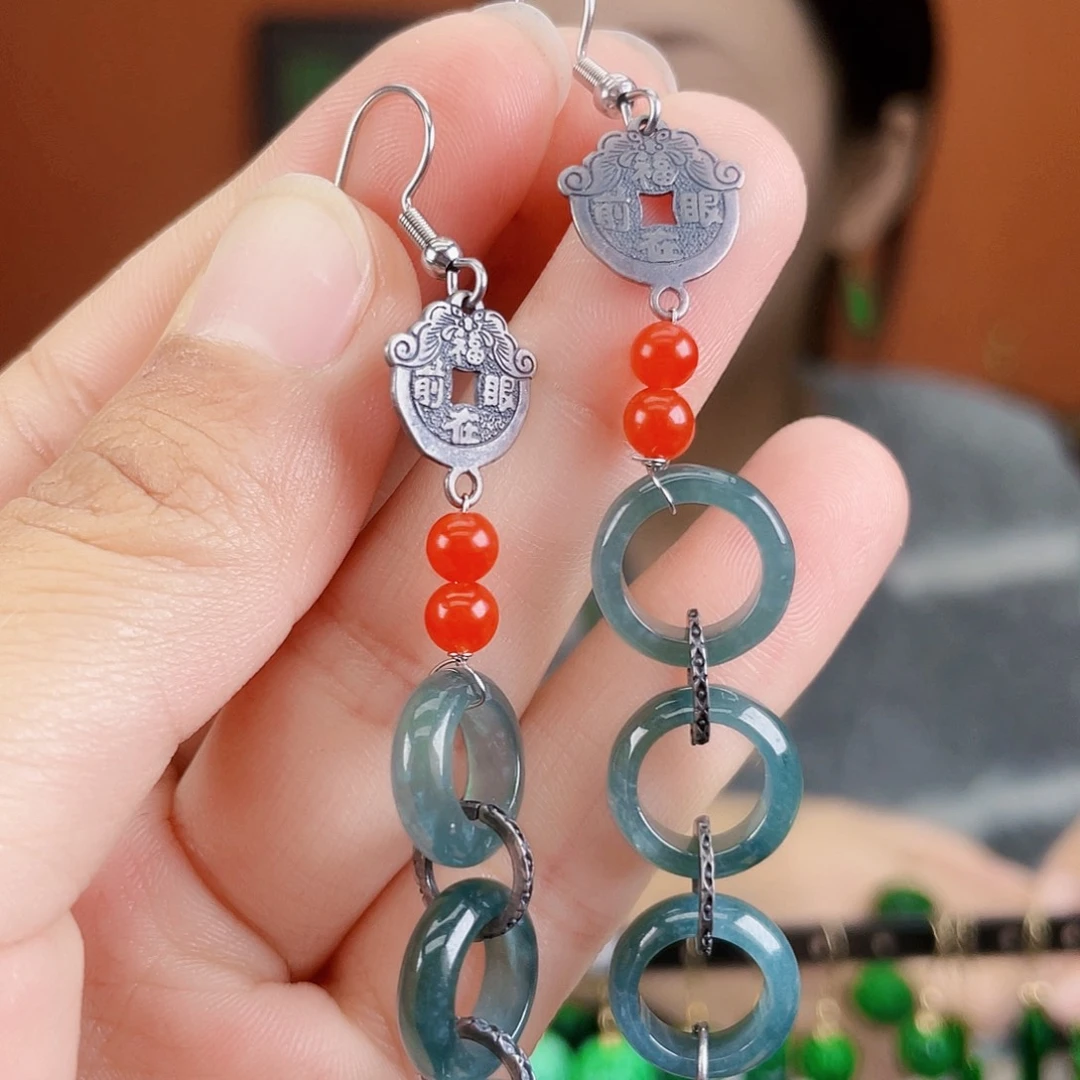 翡翠未镶嵌耳饰饰品