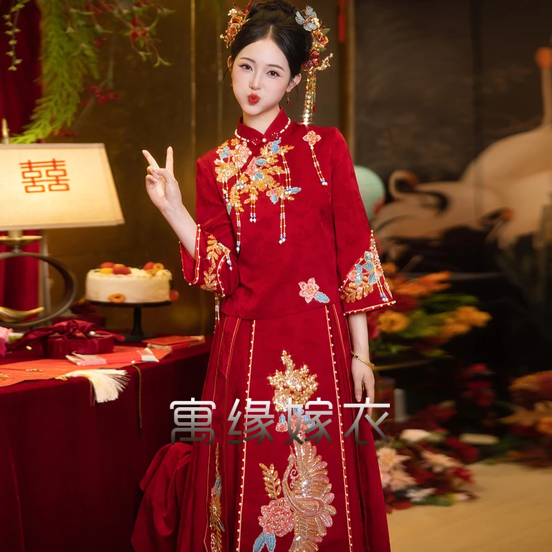 新款2025秀禾服高端复古新娘结婚嫁衣中式敬酒服薄款出阁礼服迎亲