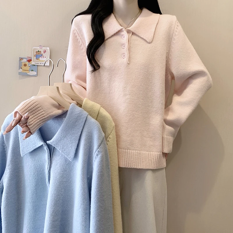 翻领加厚长袖保暖针织毛衣时尚气质小众潮2025年大码女装秋冬新款