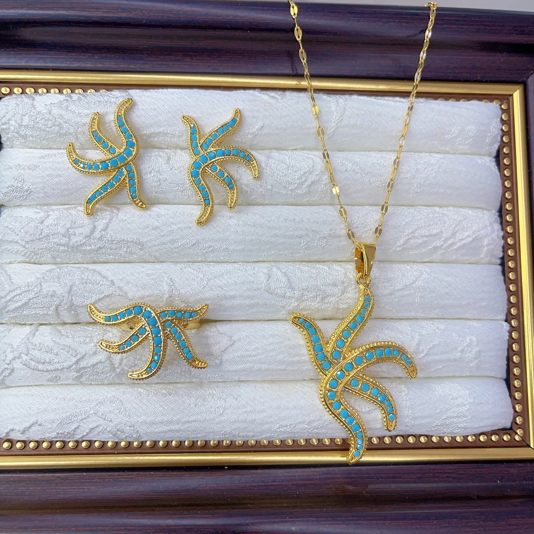 铜合金项链 1866新款三件套首饰耳环项链戒指爆款白搭时尚