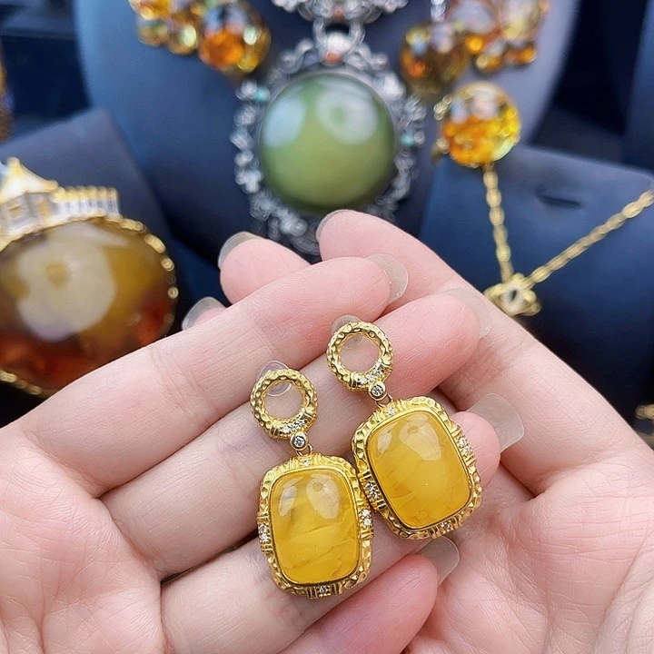 琥珀银S925镶嵌裸石