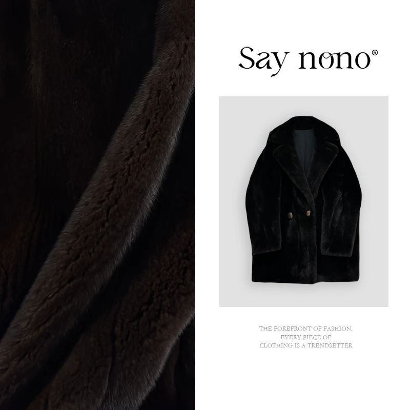 懒猫nono│Saynono 时尚轻奢中长款泰迪水貂翻领皮草外套 MKN28202