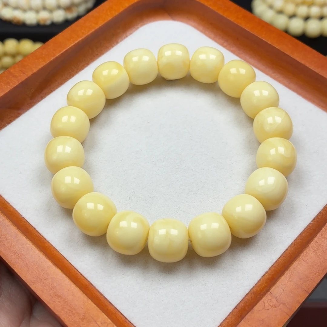 琥珀未镶嵌手链同料焦皮全品小奶豆手串 19g