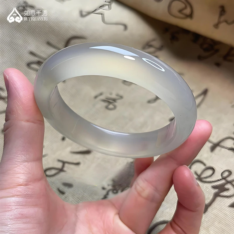 正品灰冰玛瑙玉髓手镯马料玉髓精品灰冰女礼物多样性发货拍一发一